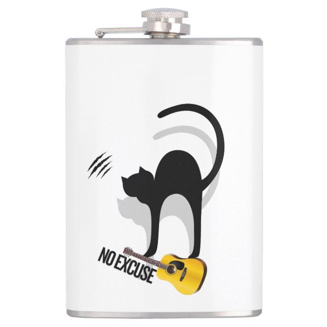 No Excuse Cat Per Tea Mug Hip Flask (Front)
