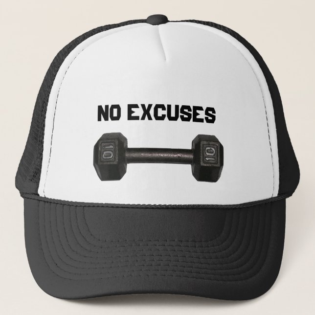 "No Excuses" Dumbbell Hat (Front)