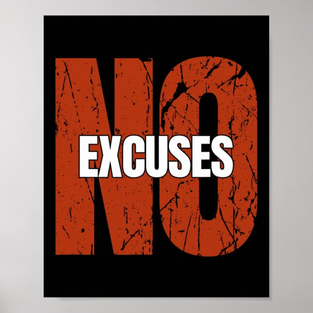 No Excuses Inspirational Saying Motivational Gym W Poster (Front)