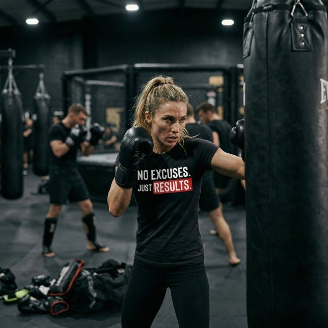 No Excuses Just Results Gym Motivation T-Shirt (No excuses. Just results. Built for those who show up every day.)