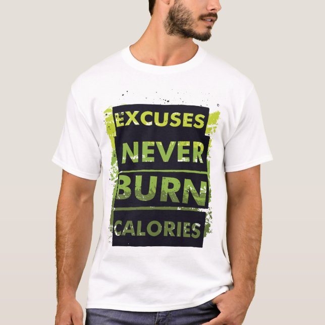 No Excuses, Just Results" – Motivational Fitness T-Shirt (Front)
