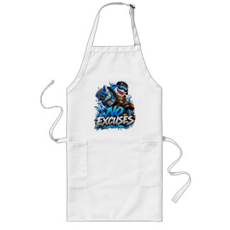 No Excuses Motivational Fitness Chef Long Apron
