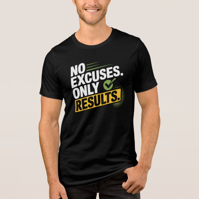 NO EXCUSES. ONLY RESULTS. – Quote T-Shirt  Tri-Blend Shirt (Front)