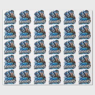 No Excuses Shark Motivational Fitness Wrapping Pap Paper
