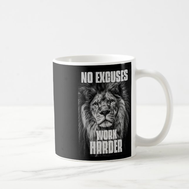 No Excuses Work Harder Bodybuilding Gym Motivation Coffee Mug (Right)