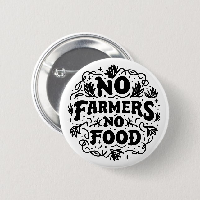 No farmers no food support farmers 6 cm round badge (Front & Back)