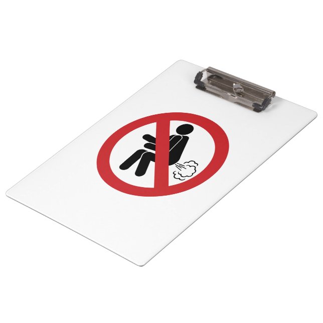 NO Farting ⚠ Funny Thai Toilet Sign ⚠ Clipboard (Angled)