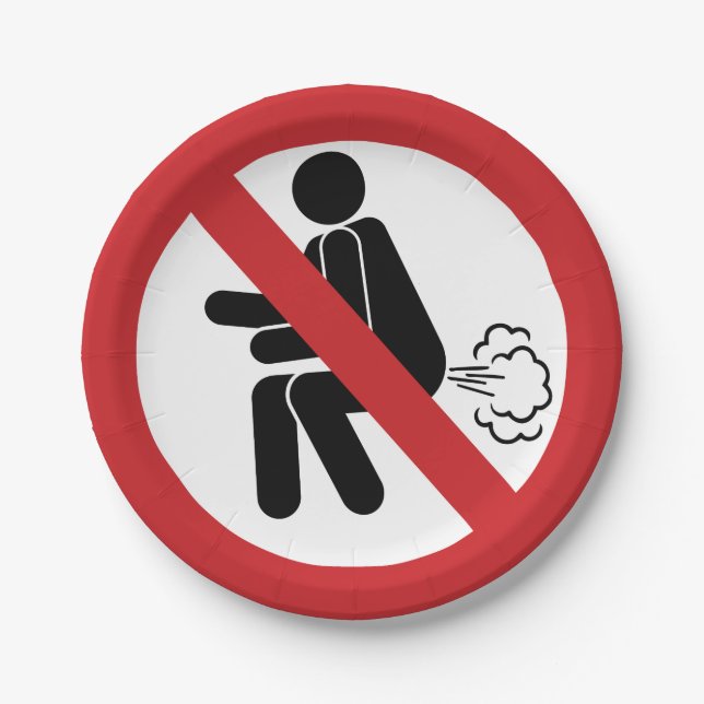 NO Farting ⚠ Funny Thai Toilet Sign ⚠ Paper Plate (Front)