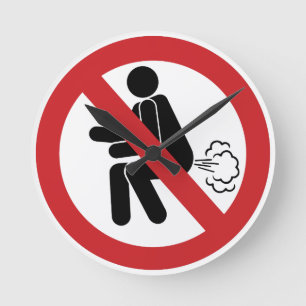 NO Farting ⚠ Funny Thai Toilet Sign ⚠ Round Clock