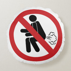 NO Farting ⚠ Funny Thai Toilet Sign ⚠ Round Cushion