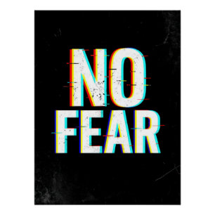 NO FEAR Glitch Effect Poster   Motivational
