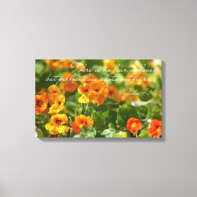 No Fear in Love Bible Verse Christian Flower Photo Canvas Print (Front)