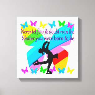 NO FEAR JUST FAITH FIGURE SKATING BUTTERFLY DESIGN CANVAS PRINT