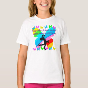 NO FEAR JUST FAITH FIGURE SKATING BUTTERFLY DESIGN T-Shirt