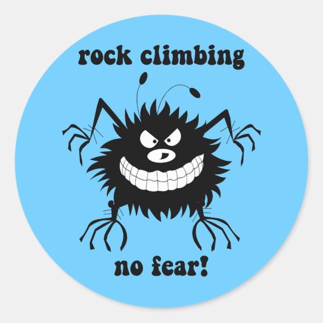 no fear rock climbing classic round sticker (Front)