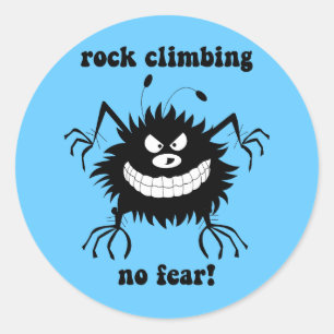 no fear rock climbing classic round sticker