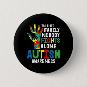 No Fights Alone Autism Awareness Puzzle Hand Famil 6 Cm Round Badge