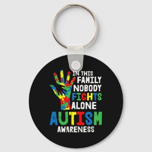 No Fights Alone Autism Awareness Puzzle Hand Famil Key Ring