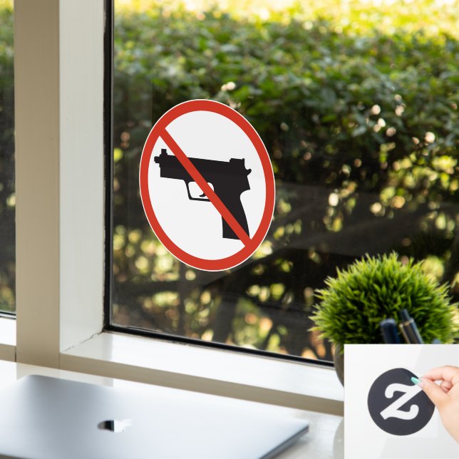 No Firearms Inside Shop Or Business Window Cling (Office)