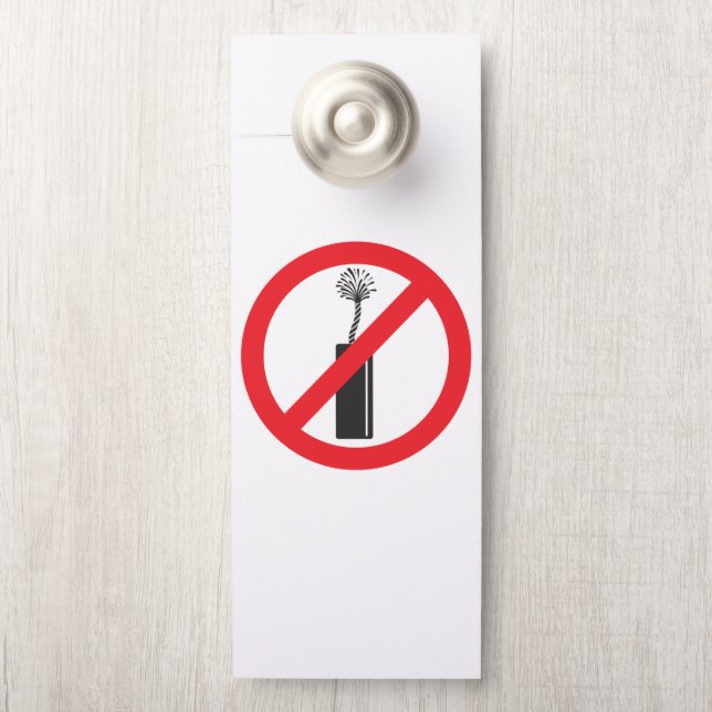 No Firework Symbol Door Hanger (On Knob)
