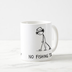 No Fishing Today Funny Sad Stick Figure Fisherman Coffee Mug
