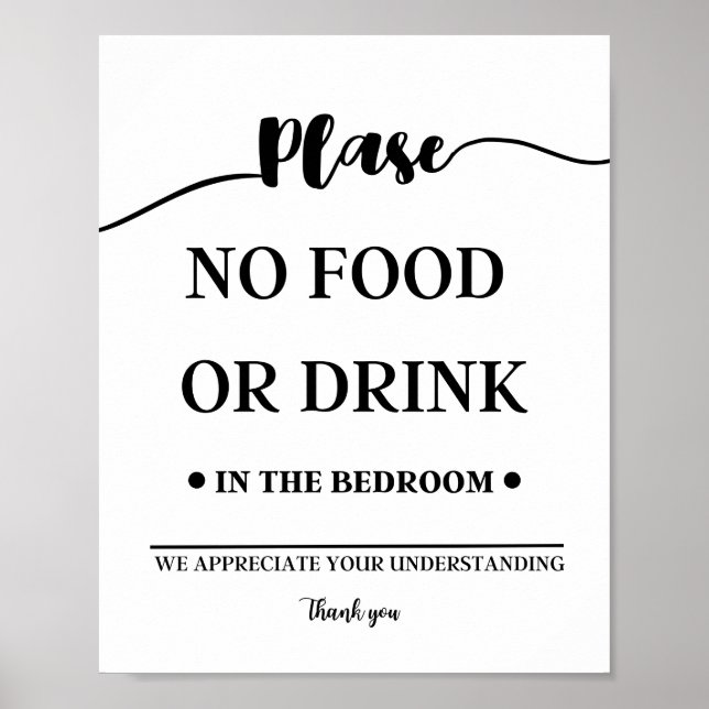 No Food or Drink in the Bedroom Poster (Front)