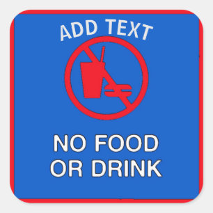No Food Or Drink Sign Square Sticker