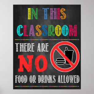 No Food Or Drinks Allowed School Poster