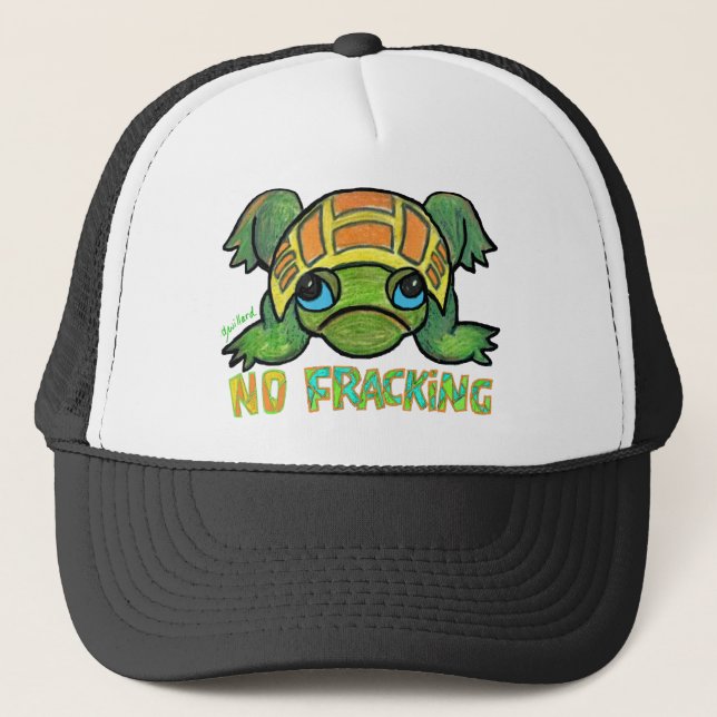 NO FRACKING TURTLE Baseball Cap (Front)
