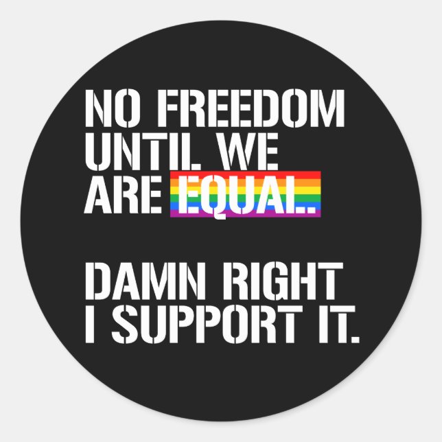 No Freedom until we are equal Classic Round Sticker (Front)