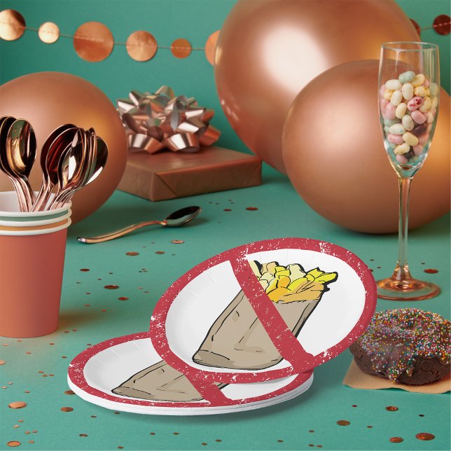 No Fries Sign Paper Plate (Creator Uploaded)