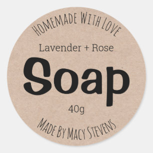 No Frills Simple Brown Kraft Paper Soap Labels