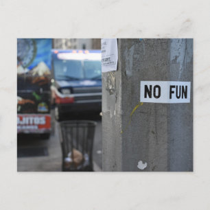 NO FUN Pole Graffiti Urban Photography New York NY Postcard