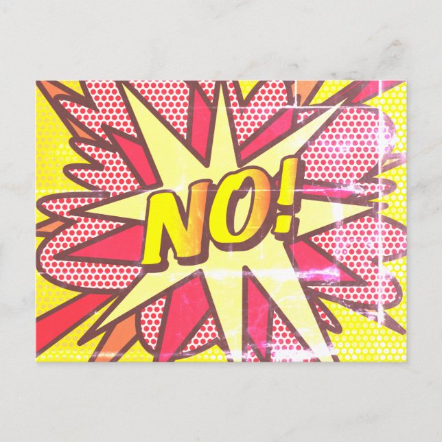 NO Fun Retro Comic Book Pop Art Postcard (Front)