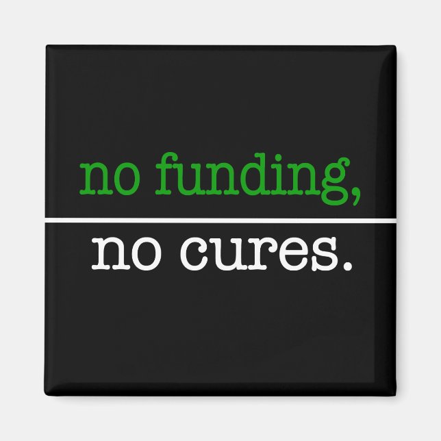 no funding, no cures magnet (Front)