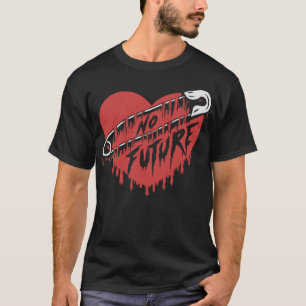 No Future Safety Pin Heart Punk Rock Grunge T-Shirt