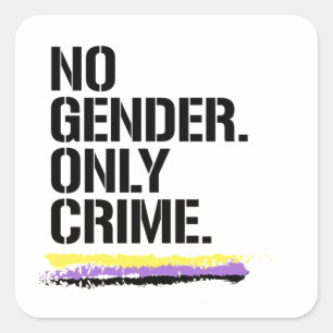 No gender only crime square sticker