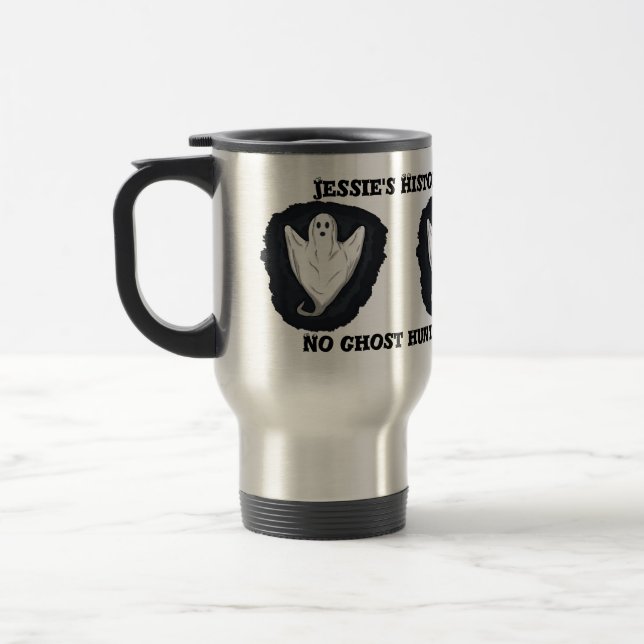 No ghost hunting before coffee travel mug (Left)