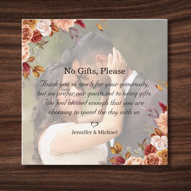 no gifts please, note on wedding gifts photo  enclosure card (Creator Uploaded)