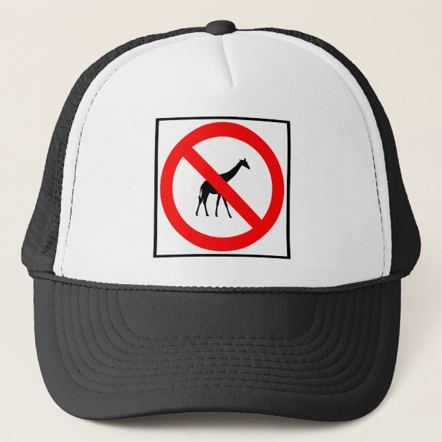 No Giraffes Highway Sign Trucker Hat (Front)