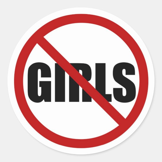 No Girls Allowed Sign Typography Sticker (Front)