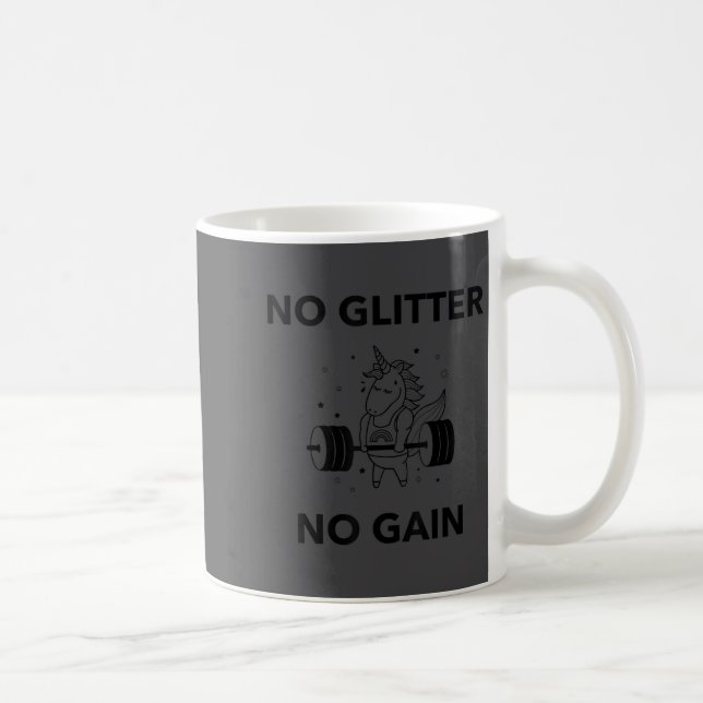 No Glitter No Gain Funny Gym Workout Motivational  Coffee Mug (Right)