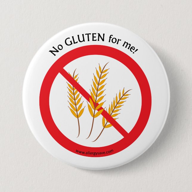 "No Gluten for me" allergy awareness badge (Front)