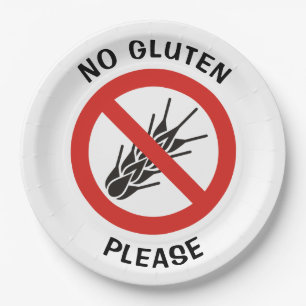 No Gluten Sign Paper Plate