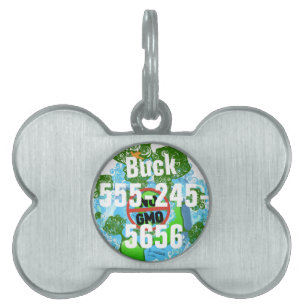 NO GMO Dog Info TAG with Name Telephone Number