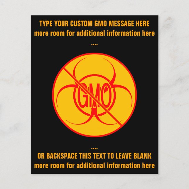 No GMO Flyers Biohazard Personalised GMO Flyers (Front)