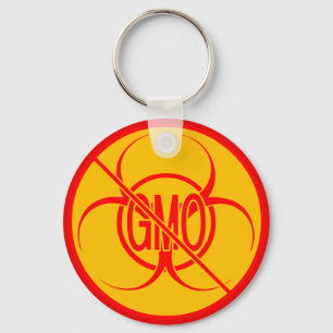 No GMO Keychain Biohazard Warning No GMO Key Chain