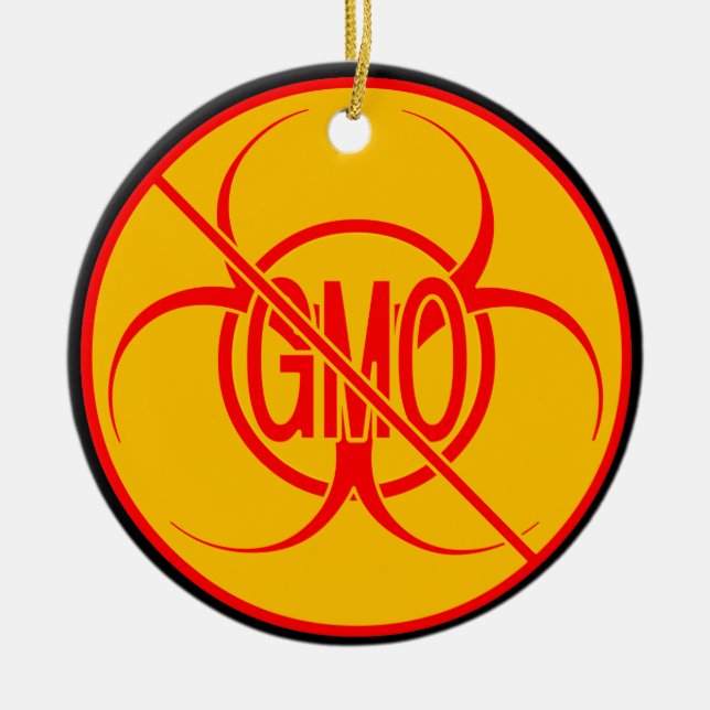 No GMO Ornament Biohazard GMO Warning Decorations (Front)