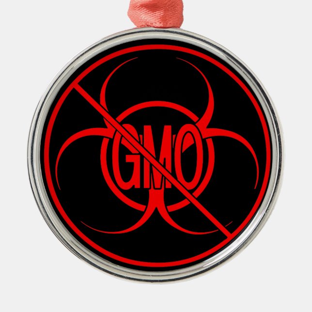 No GMO Ornament Biohazard GMO Warning Decorations (Front)