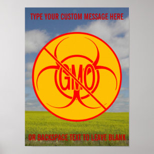 No GMO Poster Biohazard Personalised No GMO Signs